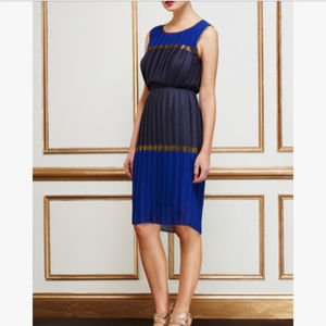 BCBGMAXAZRIA Mara Color Blocked Pleated Dress